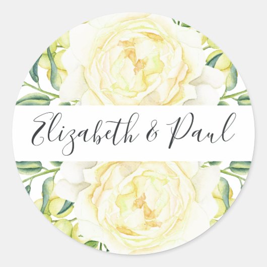 Hochzeitsaufkleber für Rose und Oliven Runder Aufkleber (Vorderseite)
