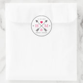 Hochzeitsaufkleber für rustikales Herz und Pfeil Runder Aufkleber (Tasche)