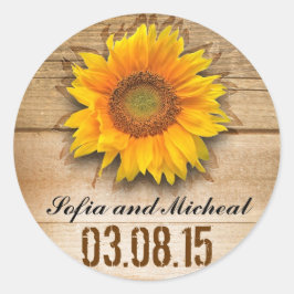 Hochzeitsaufkleber für Sonnenblumen Runder Aufkleber