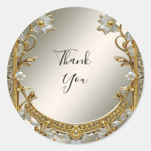 Hochzeitsaufkleber für Verziertes weißes Siegel Runder Aufkleber