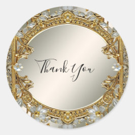 Hochzeitsaufkleber für Verziertes weißes Siegel Runder Aufkleber