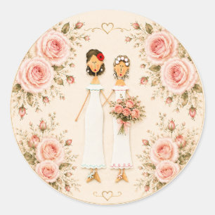 Hochzeitsaufkleber für zwei Bräute Runder Aufkleber