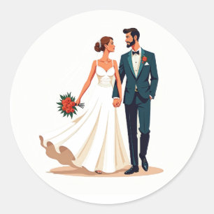 Hochzeitsaufkleber im Vintage-Romantik-Stil Runder Aufkleber