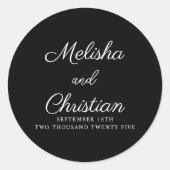 Hochzeitsaufkleber in minimalistischem, modernem S Runder Aufkleber (Vorderseite)