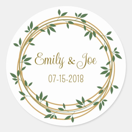 Hochzeitsaufkleber personalisiert runder aufkleber (Vorderseite)