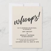 Hochzeitsaufschub Humor "Whoops"! Cremekarte Einladung (Vorderseite)