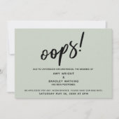 Hochzeitsaufschub Humorvolle "Oops"! Green Card Einladung (Vorderseite)