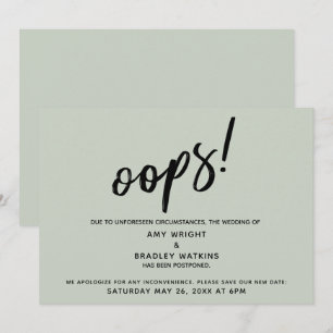 Hochzeitsaufschub Humorvolle "Oops"! Green Card Einladung