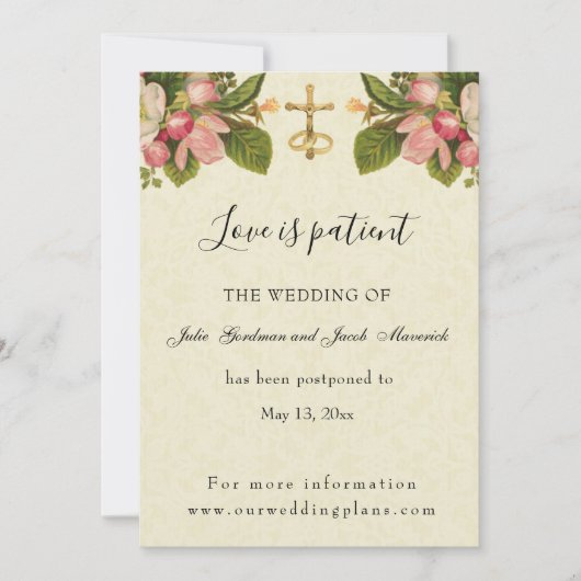 Hochzeitsaufschub Katholische Kirschblüten Save The Date (Vorderseite)