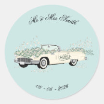 Hochzeitsauto Favor Sticker im Vintage-Stil