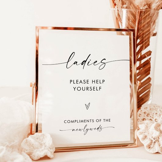 Hochzeitsbadzeichen | Minimalistisches Restroom-Ze Poster