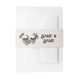 Hochzeitsband Skulls Vintage Rose Weiß Einladungsbanderole