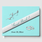 Hochzeitsbänder Aqua-Hochzeit Gästebuch (Vorderseite)