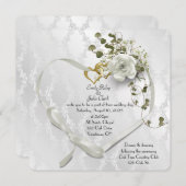 Hochzeitsbandherz auf Damast Save The Date (Vorne/Hinten)