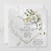 Hochzeitsbandherz auf Damast Save The Date (Vorderseite)