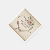 Hochzeitsbandherz mit Ringen und Rose Serviette (Ecke)