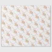 Hochzeitsbandherz mit Rose und Efeu Geschenkpapier (Flach)