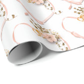 Hochzeitsbandherz mit Rose und Efeu Geschenkpapier (Rolleneckpunkt)