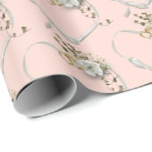 Hochzeitsbandherz mit Rose und Efeu Geschenkpapier (Rolleneckpunkt)