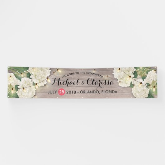Hochzeitsbanner-Blume und Streichellichter Rustika Banner (Horizontal)