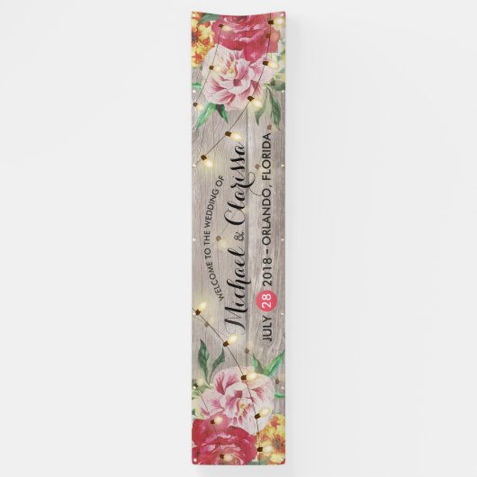 Hochzeitsbanner-Blume und Streichellichter Rustika Banner (Vertikal)
