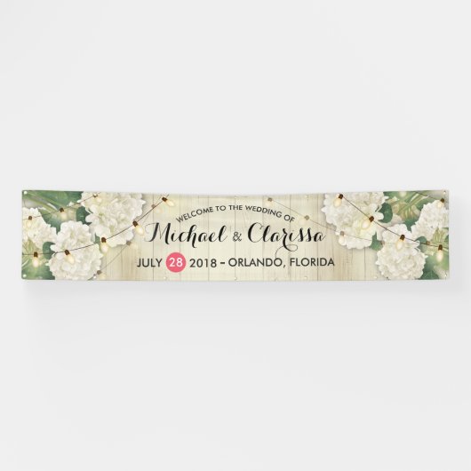Hochzeitsbanner-Blume und Streichellichter Rustika Banner (Horizontal)