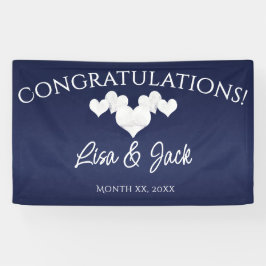Hochzeitsbanner der Marine Elegante Weiße Herzen Banner