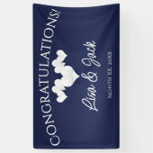 Hochzeitsbanner der Marine Elegante Weiße Herzen Banner (Vertikal)