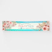 Hochzeitsbanner Elegant Rosa Aquamarine Goldpunkte Banner (Horizontal)