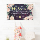 Hochzeitsbanner Moderne, florale Lila Funkelleucht Banner (Insitu)