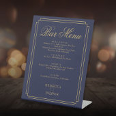 Hochzeitsbar-Menü "Navy Blue and Gold" Sockelschild