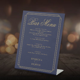 Hochzeitsbar-Menü "Navy Blue and Gold" Sockelschild