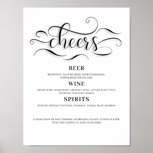 Hochzeitsbar-Schild 'Cheers' Poster (Vorne)