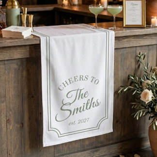 Hochzeitsbar-Schild mit Schriftzug und Namen in Sa Banner