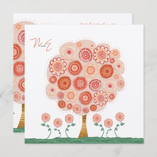 Hochzeitsbaum druckbare einzigartige Einladung (Vorne/Hinten)