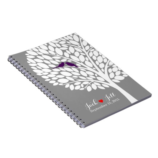 Hochzeitsbaum-Gastbuch-Planernotizbuch lila Notizblock (Rechte Seite)