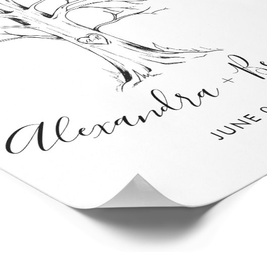 Hochzeitsbaum - Handzeichnung Poster (Ecke)