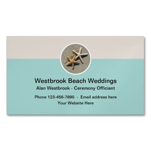Hochzeitsbeamter am Strand Magnetische Visitenkarte (Vorderseite)