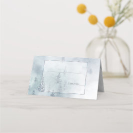 Hochzeitsbegleiter | Silver Blue Winter Wonderland Platzkarte