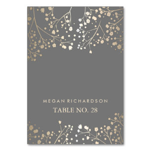 Hochzeitsbegleiterkarten Graues Babyatemgold Tischnummer