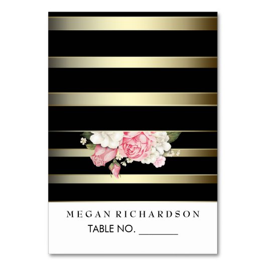 Hochzeitsbegleitkarten Vintage Streifen Tischnummer (Vorderseite)