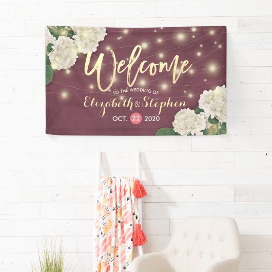 HochzeitsBegrüßungsbanner Hydrangea String Lights Banner (Insitu)