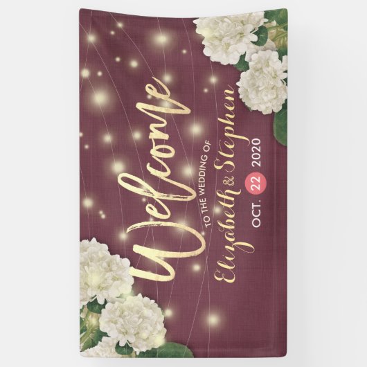 HochzeitsBegrüßungsbanner Hydrangea String Lights Banner (Vertikal)