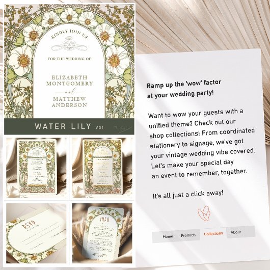 Hochzeitsbeilage Danke Vintages Jugendstil Einladung