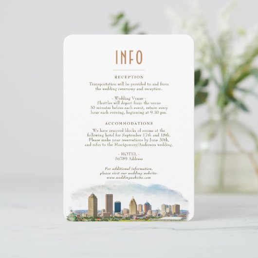 Hochzeitsbeilage INFO und Details New Orleans Einladung (Stehend Vorderseite)