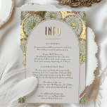 Hochzeitsbeilage INFO Vintages Jugendstil von Much Folien Feiertagspostkarte<br><div class="desc">Art Nouveau Vintage Hochzeit INFO Karte Rot & Gold von Alphonse Mucha in einem floralen, romantischen und whimsical Design. Viktorianische Schnörkel ergänzen klassische Deko-Schriftart. Bitte geben Sie Ihre persönlichen Informationen ein, und Sie sind fertig. Wenn Sie das Design weiter ändern möchten, klicken Sie auf den blauen Button "Anpassen". Vielen Dank,...</div>