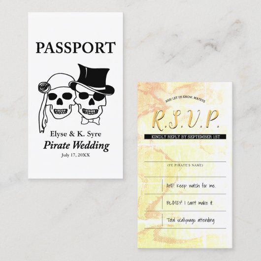 Hochzeitsbeilagen für Piraten Visitenkarte (Vorne/Hinten)