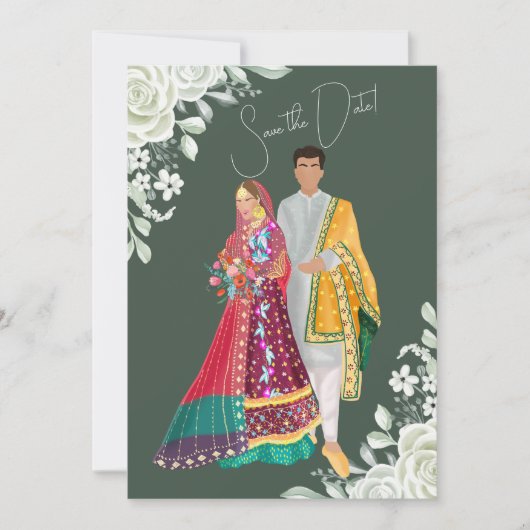Hochzeitsbeispiel in Pakistan Save The Date (Vorderseite)