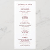 Hochzeitsbestellung der Rose des Serviceprogramms  Programm (Rückseite)