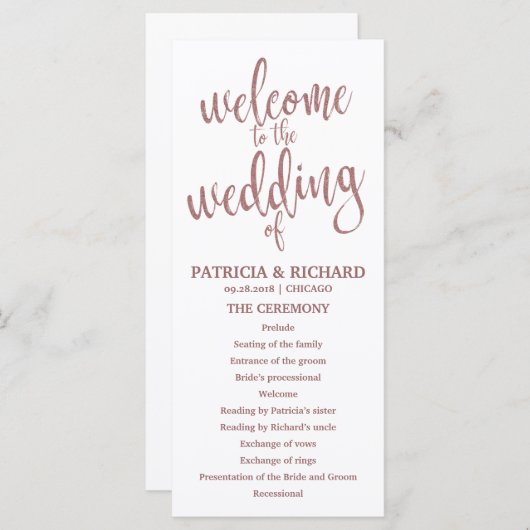 Hochzeitsbestellung der Rose des Serviceprogramms  Programm (Vorne/Hinten)